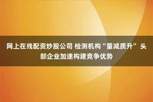 网上在线配资炒股公司 检测机构“量减质升” 头部企业加速构建竞争优势